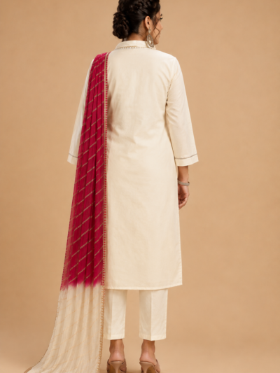 Cream 3 Piece Kurthi