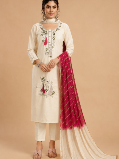 Cream 3 Piece Kurthi