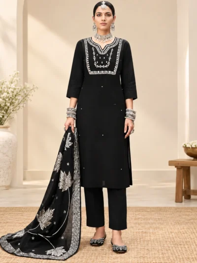 Black Silk Party Wear