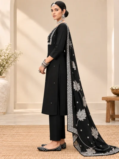 Black Silk Party Wear