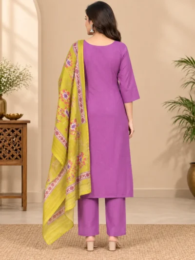 Purple Rayon Kurti Set