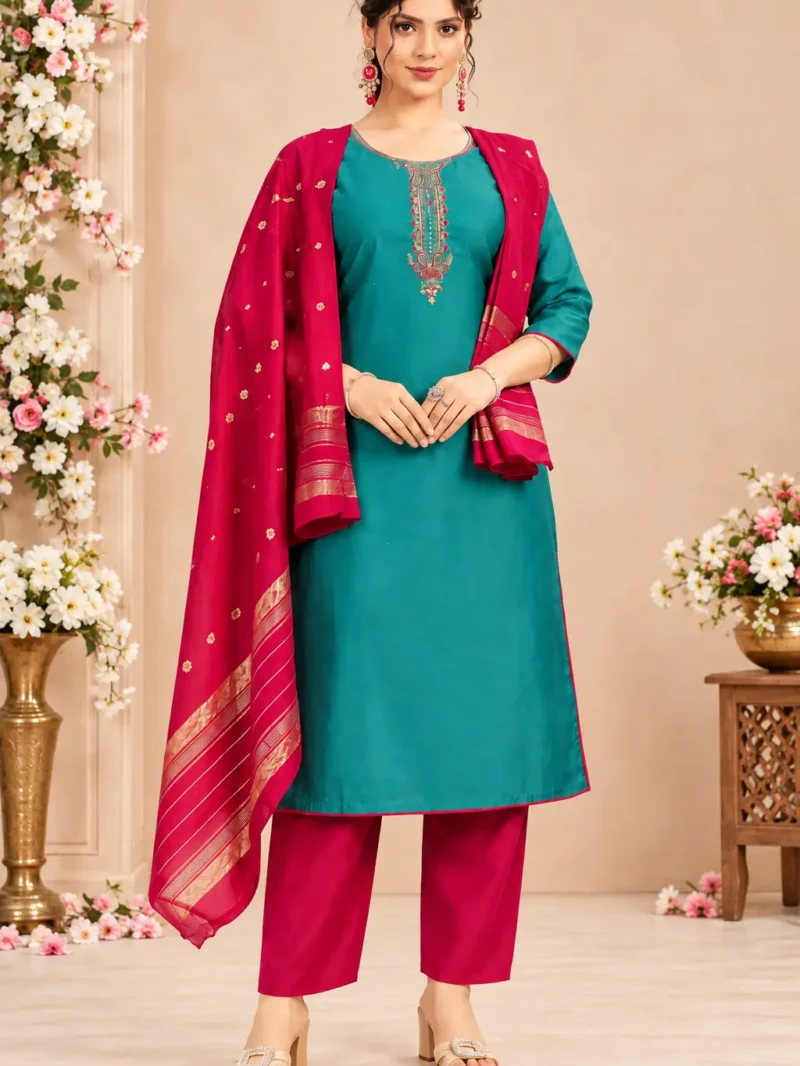 Teal Turquoise Blue Kurta Set