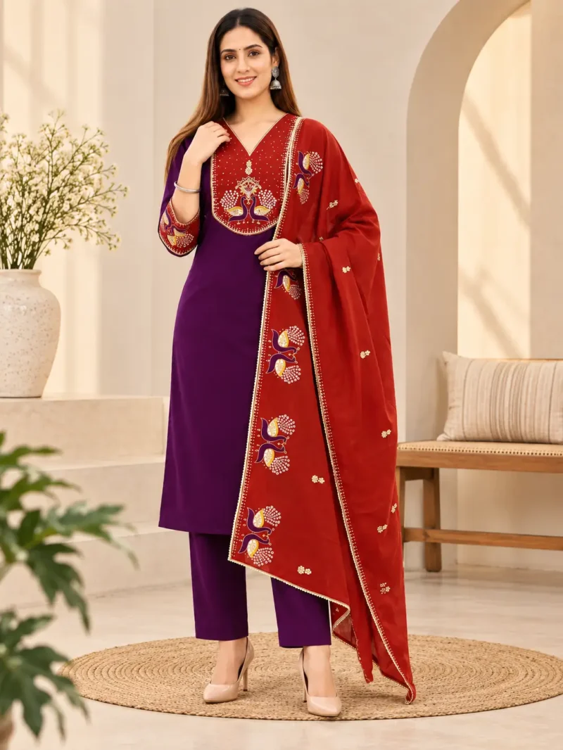 Wine Purple Party Wear Set 1